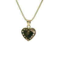 14KT Gold Charm Small Tri Tone St Clare Heart with Red Enamel Lantern and Plain Bell