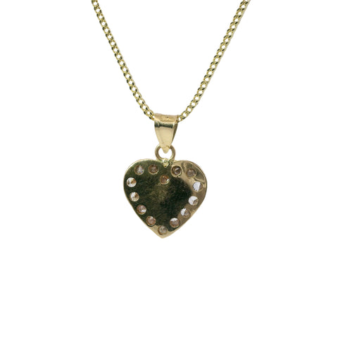 14KT Gold Charm Small Tri Tone St Clare Heart with Red Enamel Lantern and Plain Bell