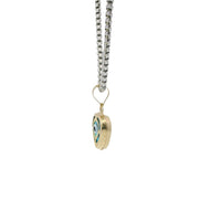14KT Gold Charm Small 3D Turquoise Heart Evil Eye with Plain Bell