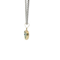 14KT Gold Charm Small 3D Turquoise Heart Evil Eye with Plain Bell