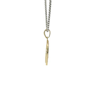 14KT Gold Charm Medium Horseshoe with White CZ Stones Owl, Flower and Infinity Loop Center with Plain Bell
