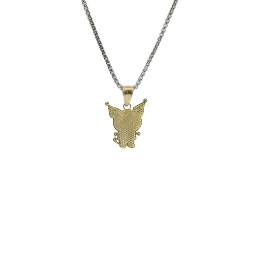 14KT Gold Charm Small Diamond Cut Kuromi with Plain Bell