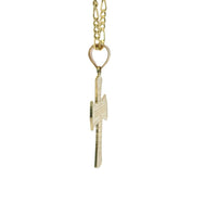 14KT Gold Charm Small Lattice Center Cross with Flare Ends and Plain Bell