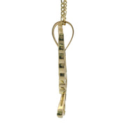 14KT Gold Charm Small Left Facing Soaring Eagle with Round White, Red, and Green CZ Stones Wings, Red CZ Stones Eye and Plain Bell