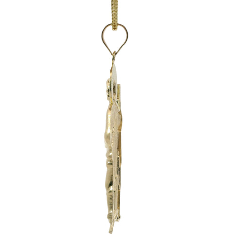 14KT Gold Charm Small Sunray Left Facing St Jude with Plain Bell