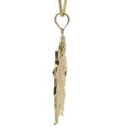 14KT Gold Charm Small Sunray Left Facing St Jude with Plain Bell