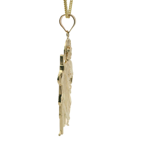 14KT Gold Charm Small Sunray Left Facing St Jude with Plain Bell