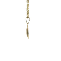 14KT Gold Charm Small Medusa Coin with White CZ Stones Border and Plain Bell