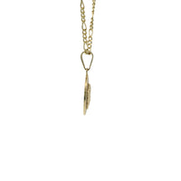 14KT Gold Charm Small Medusa Coin with White CZ Stones Border and Plain Bell