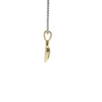 14KT Gold Charm Small 3D Multi Color CZ Stones Heart with White CZ Stones Border and Bell