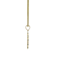 14KT Gold Charm Small Oval Two Tone St Benedict Coin Center with Open Scallop Border and Plain Bell