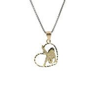 14KT Gold Charm Small Diamond Cut Open Center "Pin Up" Heart Betty Boop with Plain Bell