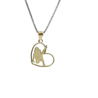 14KT Gold Charm Small Diamond Cut Open Center "Pin Up" Heart Betty Boop with Plain Bell