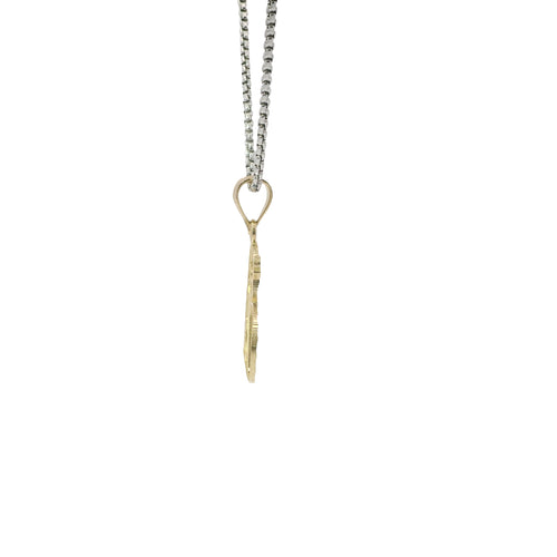 14KT Gold Charm Small Diamond Cut Open Center "Pin Up" Heart Betty Boop with Plain Bell