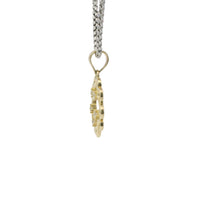 14KT Gold Charm Large Plain Infinity Wreath with Five White CZ Stones Center and Plain Bell