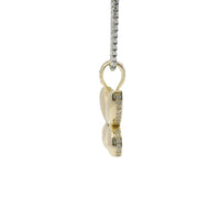 14KT Gold Charm Small 3D Puff Butterfly with Flat Back White CZ Stones Edge and Bell