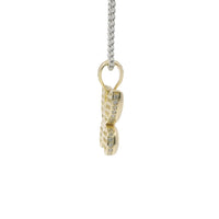 14KT Gold Charm Small 3D Puff Butterfly with Flat Back White CZ Stones Edge and Bell