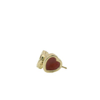 14KT Gold Earrings Small Red Heart with Dotted Border with Push Back Post and Butterfly Backs