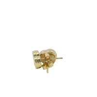 14KT Gold Earrings Small Red Heart with Dotted Border with Push Back Post and Butterfly Backs