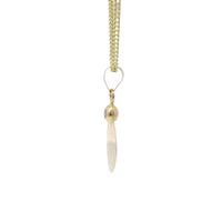 14KT Gold Charm Small Round Sunray Virgin Mary Coin with White CZ Stone Top and Plain Bell