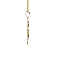 14KT Gold Charm Small Two Tone Crucifix Cross with Virgin Mary and St Benedict Sides Cross with Plain Bell