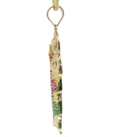 14KT Gold Charm Small St. Jude with Red, Green, and White Round CZ Stones Robe with White CZ Stones Halo and Plain Bell