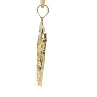 14KT Gold Charm Small St. Jude with Red, Green, and White Round CZ Stones Robe with White CZ Stones Halo and Plain Bell