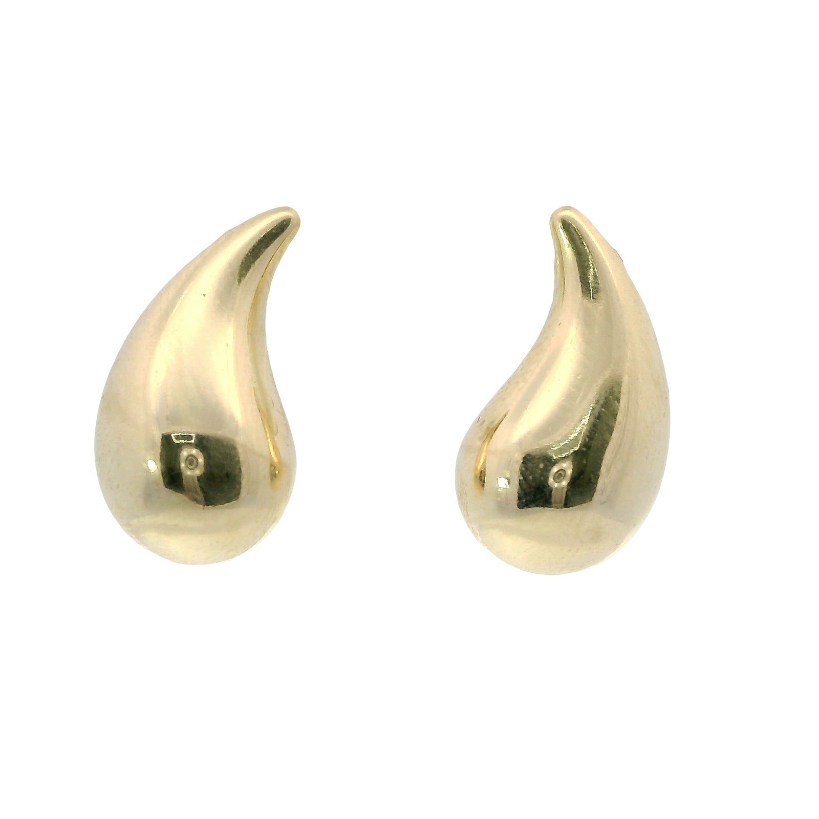 14KT Gold Earrings Small Plain Puff Tear Drop with Push Back Post and Butterfly Backs