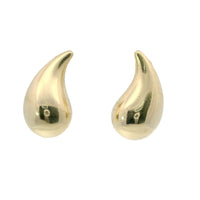 14KT Gold Earrings Medium Plain Puff Tear Drop with Push Back Post and Butterfly Backs
