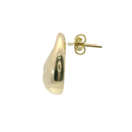 14KT Gold Earrings Small Plain Puff Tear Drop with Push Back Post and Butterfly Backs