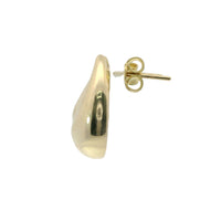 14KT Gold Earrings Medium Plain Puff Tear Drop with Push Back Post and Butterfly Backs