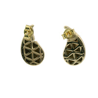 14KT Gold Earrings Medium Plain Puff Tear Drop with Push Back Post and Butterfly Backs