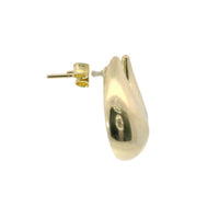 14KT Gold Earrings Medium Plain Puff Tear Drop with Push Back Post and Butterfly Backs
