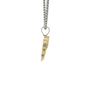 14KT Gold Charm Small Tri Tone Elephant with Pink CZ Stone Eye and Diamond Cut Rose Gold Curved Blanket Plain Bell