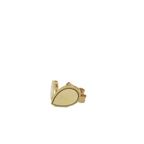 14KT Gold Earrings Small Sunray Tear Drop with Dotted Border, Push Back Post and Butterfly Backs