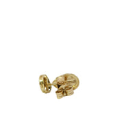14KT Gold Earrings Small Sunray Tear Drop with Dotted Border, Push Back Post and Butterfly Backs