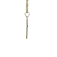 14KT Gold Charm Small Wavy Line Center Cross with Plain Bell