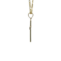 14KT Gold Charm Small Wavy Line Center Cross with Plain Bell