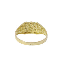 14KT Gold Ring (Men/Women/Baby) Ring Square Nugget Center with Plain Band