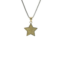 14KT Gold Charm Medium Star Nugget with Beaded Border and Plain Bell