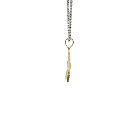 14KT Gold Charm Medium Star Nugget with Beaded Border and Plain Bell