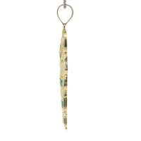 14KT Gold Charm Medium St Jude Shape with White Baguette CZ Stones Halo and Dark Green Baguette CZ Stones Robe with Plain Bell