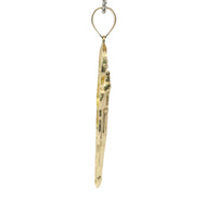 14KT Gold Charm Medium St Jude Shape with White Baguette CZ Stones Halo and Dark Green Baguette CZ Stones Robe with Plain Bell