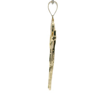 14KT Gold Charm Large St Jude Shape with White Baguette CZ Stones Halo and Dark Green Baguette CZ Stones Robe with Plain Bell