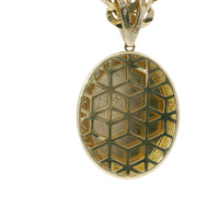 14KT Gold Charm Large Oval St Jude with Sunray Background, Nugget Border, White CZ Stones Edge and Bell