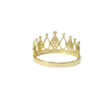 14KT Gold Ring Women's Tear Drop Crown with Five White CZ Stone Drops and White CZ Stones Band