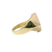 14KT Gold Ring Women's Abstract Twisted Square White CZ Stone Cluster Center with Plain Band