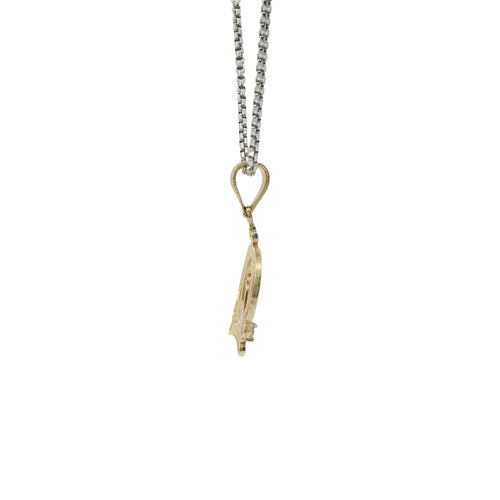 14KT Gold Charm Medium Tri Tone "15" Quinceanera Crown with Four White CZ Stones Base and Plain Bell