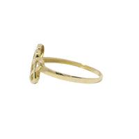 14KT Gold Ring Women's Triple Infinity Loop One White CZ Stone and Two Plain Loops with Plain Band