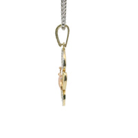 14KT Gold Charm Tri Tone White CZ Stones Butterfly with Rose Gold Body and White Gold White CZ Stones Wings and Bell